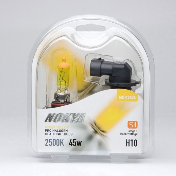 Nokya H10 (9145) Hyper Yellow Pro Halogen 2500K Stage 1 Headlight / Fog Light Car Light Bulb Replacement One Pair NOK7626