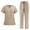 A-Khaki, variant on Jinhomg Medical Nurse Uniform for Women 2 Piece Solid Scrubs Set Lightweight Comfy Short Sleeve V-Neck Tunics with Elastic Drawstring Waist Pants Spring Saving Black S