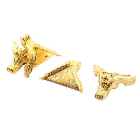 Corner Foot - Home Furniture Metal Box Table Corner Foot Insert Cover Gold Tone 42 x 35mm 4pcs