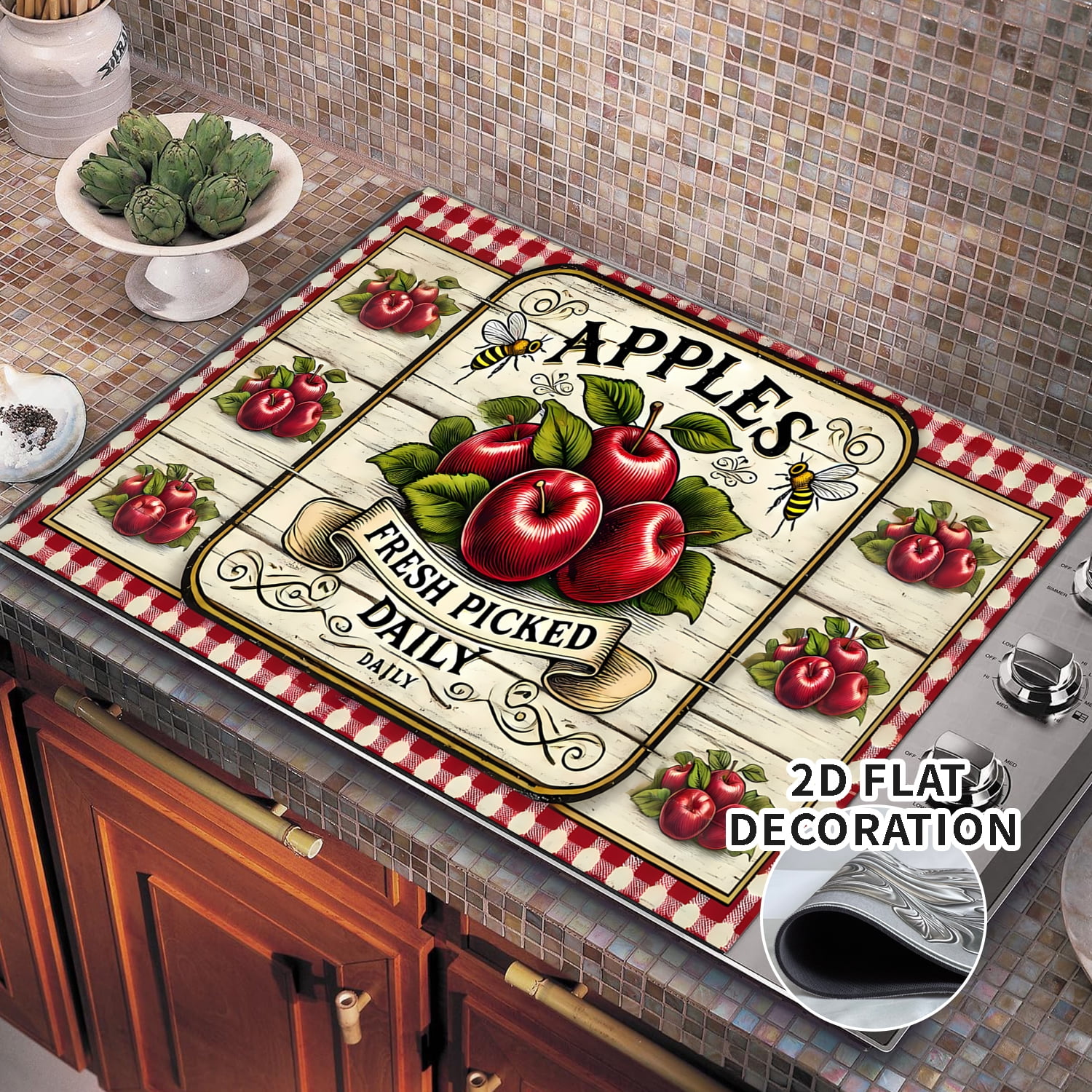 Stove Top Cover for Electric Stove 28 "x 20 ", fruit pattern Heat Resistant Glass Top Stove Cover Protector, Induction Cooktop Protector Stove Top Covers Mat, Kitchen Flat Stove Top Covers