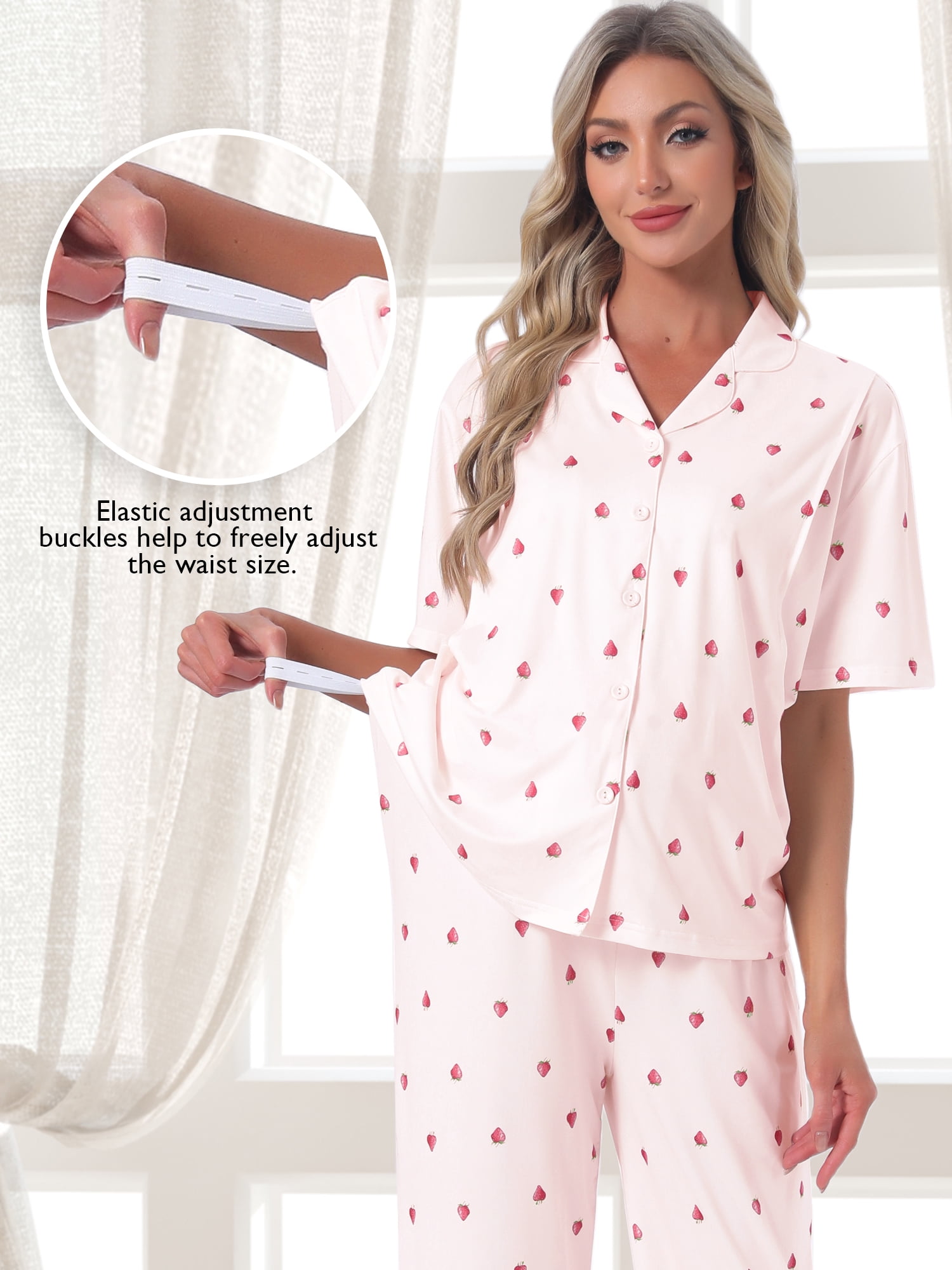 DARING DIVA Women's Maternity Nursing Pajama Sets Breastfeeding Button Down M Pink