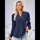 thumbnail image 4 of Blusas para Mujer, Elegantes, Informales, con Cuello en V, Larga, Blusas para Mujer con Mangas Abullonadas Azul Marino XXL, 4 of 10