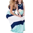 thumbnail image 4 of Summer Cute Mommy and Me Boho Striped Chevron Maxi Dresses Blue, 4 of 4
