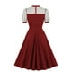 thumbnail image 3 of Moda Casual mujer malla temperamento elegante lunares costura Puffy Retro Swing manga corta cremallera vestido Fridja qw2207, 3 of 3