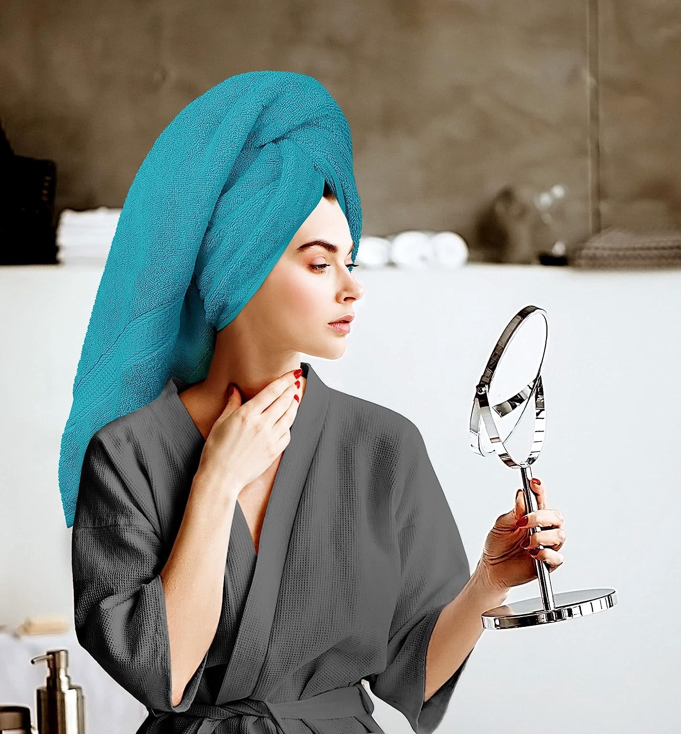 8-Piece Premium Towel Set, 2 Bath Towels, 2 Hand Towels, and 4 Wash Cloths, 600 GSM 100% Ring Spun Cotton Highly Absorbent Towels for Bathroom, Gym, Hotel, and Spa (Teal)