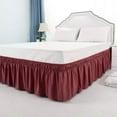 thumbnail image 2 of Unique Bargains Elastic Dust Ruffled Bed Skirt with 15" Drop Full Burgundy, 2 of 8