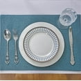 thumbnail image 4 of Large Placemats Set of 4 Blue - Heat Resistant Indoor Outdoor Decorative Kitchen Dining Table Linens Mats, Teal Blue, 4 of 6