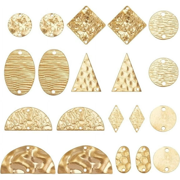 60Pcs 10 Styles Geometric Flat Connector Link Charms Multi Hole Brass Links Connectors for Necklace Bracelets Jewelry Making Hole: 1.2~1.8mm for DIY