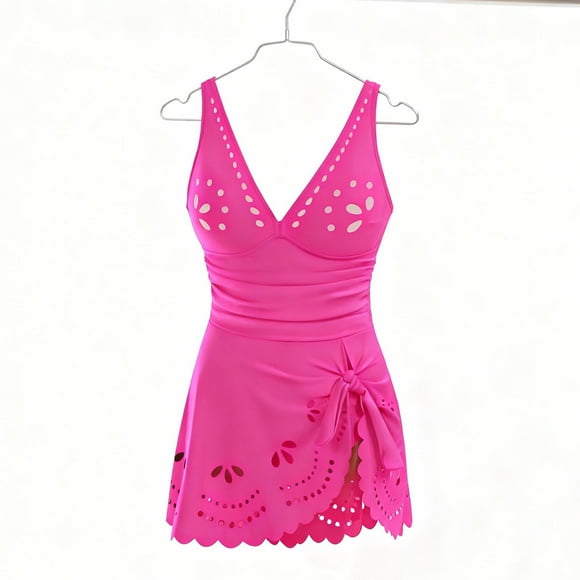 HongQid Women's One Piece Swimdress Swimsuit Tummy Control Bathing Suits Push Up Swim Dresses