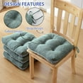 thumbnail image 4 of Chair Cushions for Dining Chairs Set of 4, Kitchen Chair Cushions, Chair Pads with Ties and Non Slip Backing, Tufted Memory Foam Seat Cushion 4 Pack, 15.5" x 15.5" x 4", Sage Green, 4 of 7