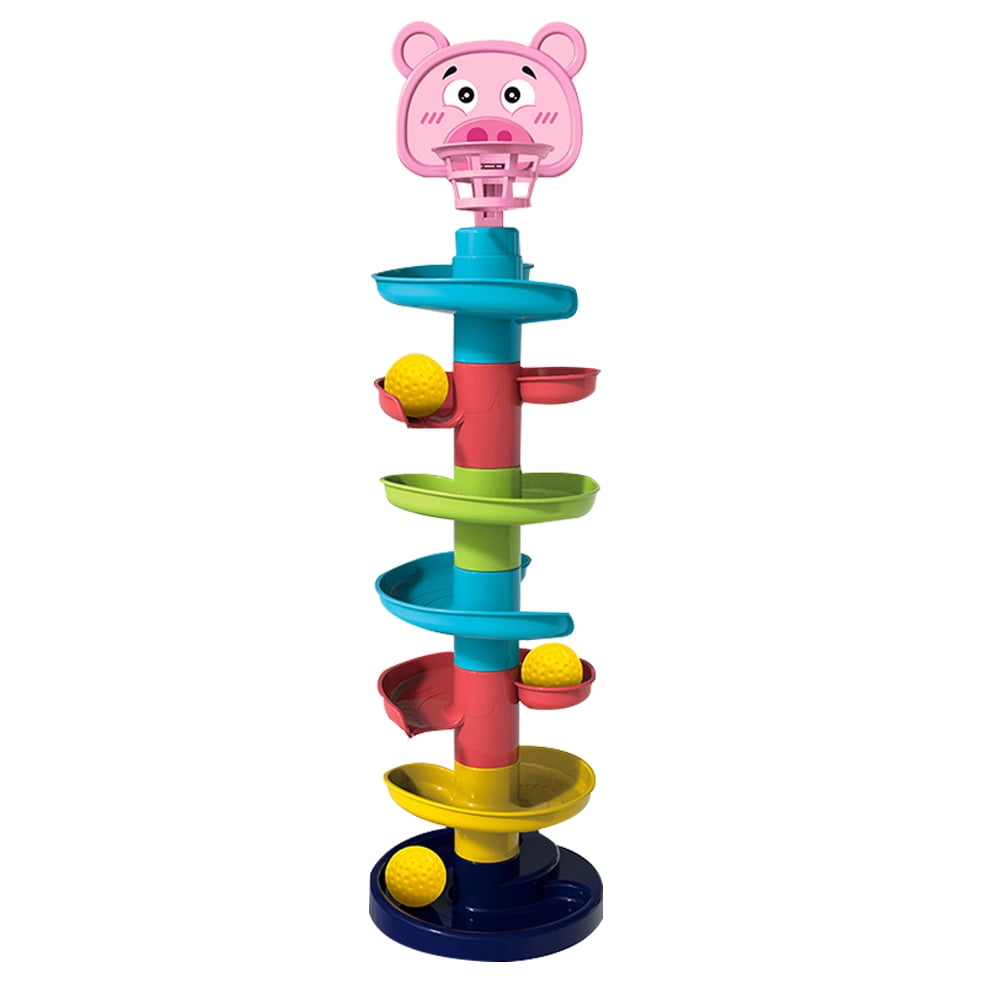 Dsseng 7 Layer Ball Drop and Roll Swirling Tower Toy for Toddlers with Swirl Ball Ramp, Ball