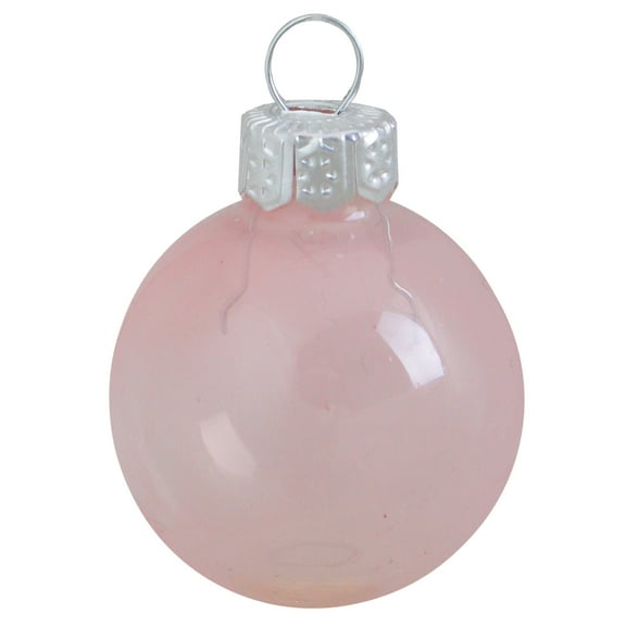 28ct Pale Pink Clear Finish Glass Christmas Ball Ornaments - 2" (50mm)