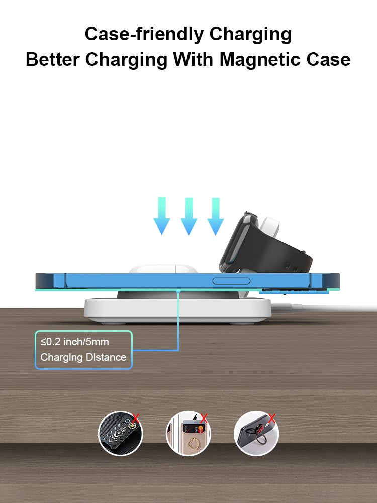 YFZN M17 Magnetic Wireless Charger for iPhone: 3 in 1 Travel ChargingStation for Apple Devices for iPhone 16 15 14 13 12 Pro MaxPlus - Wireless  Charging Pad for Apple Watch Series &Airpods Series