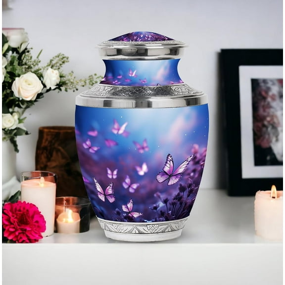 Butterflies Urn, Memorial Urn for Human Ashes, Decorative Keepsake Urn, Personalized Funeral Urn, Majestic Tribute Urn, for Male and Female