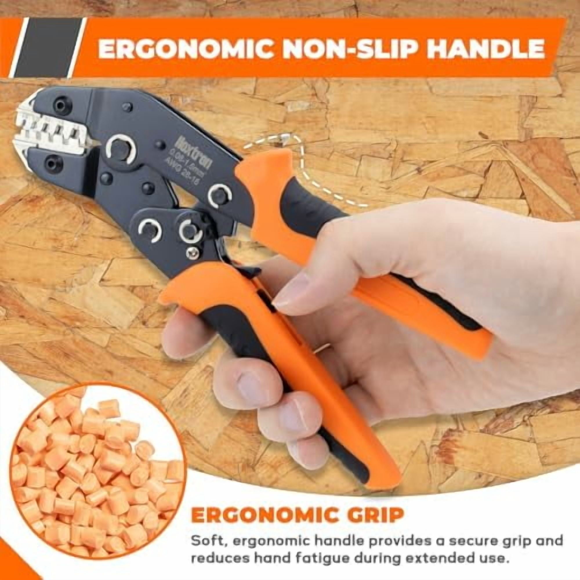 5-in-1 Wire Crimping Tool, AWG 28–16 Ratcheting Crimper for Non-Insulated Open Barrel Terminals – Fits Deutsch, Delphi, AMP, JST, Dupont, Molex, TE & More Automotive Wire Connectors