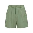 thumbnail image 6 of hoksml Women's Chino Shorts - Mid Rise Button Closure with Large Pockets, Casual Everyday Shorts, 6 of 6
