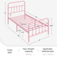 thumbnail image 3 of Yaheetech Classic Iron Platform Bed with High Headboard and Footboard, Twin, Pink, 3 of 6