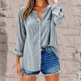 thumbnail image 2 of Nfurl Womens Plus Size Button Down Shirts Dressy Casual Long Sleeve Shirt Lightweight Solid Color V Neck Tops for Work Office Going Out Top Gray XXXXXL, 2 of 7