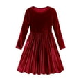 thumbnail image 3 of Posijego Girls Velvet Long Sleeve Dress Solid Color Vintage Velour Party Christmas Evening Flowy Dresses for Girls, 3 of 7