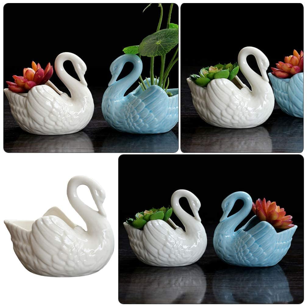 CATPAN Outdoor Decor Plant Pot Swan Plant Window Boxes Cute Flower Pot Animal Ceramic Succulent Planter Pots Flower Plant Containers Decor for Home Office Animal Pots Home Decor