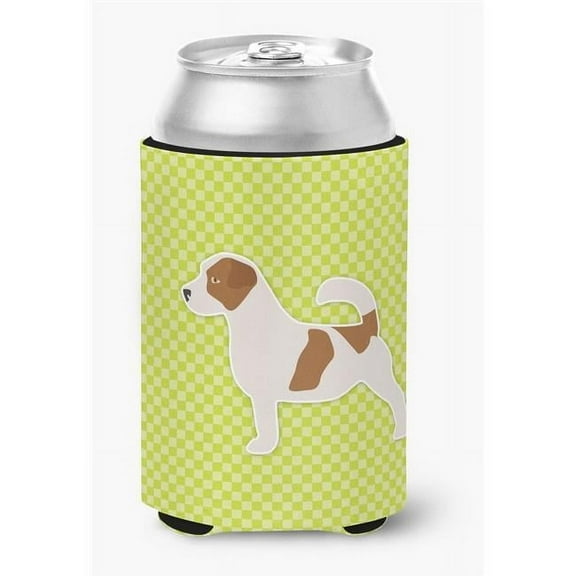 Caroline's Treasures BB3807CC Jack Russell Terrier Checkerboard Green Can or Bottle Hugger, Can Hugger, multicolor