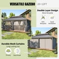 thumbnail image 7 of Clouddwell 12' x 20' Hardtop Gazebo with Double Roof, Aluminum Frame Outdoor Patio Gazebo with Netting & Curtains, Metal Roof Canopy with Built-in Drainage System, 7 of 7