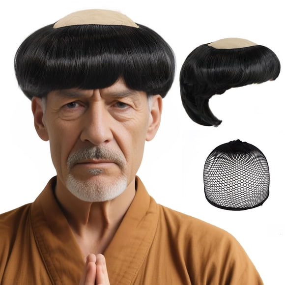 Set de cosplay para hombre Wig JoNeting Black Monk, corto y ondulado