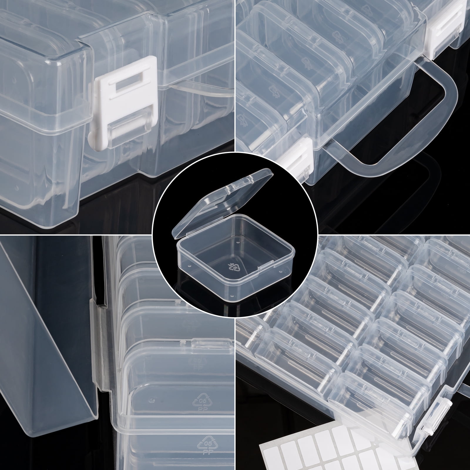 24 Slots Diamond Painting Bead Storage Containers, Bead Organizer Box, Diamond Painting Art Accessories Boxes Craft Bead Storage Box Organizer Bead Organizers and Storage for Rhinestones (4 Pack)