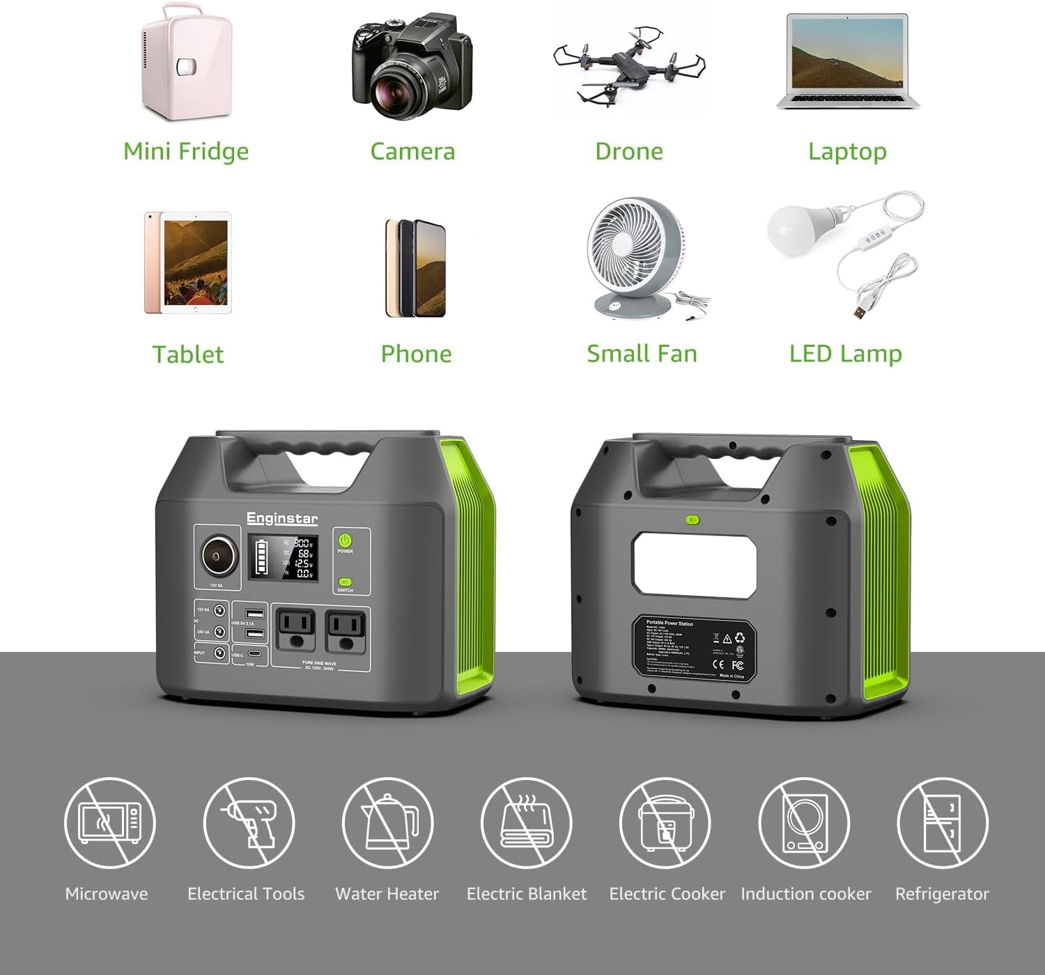 ◆　Enginstar ポータブル電源 300W　◆ EnginStar 300W Continuous/300W Peak Portable Power Stations