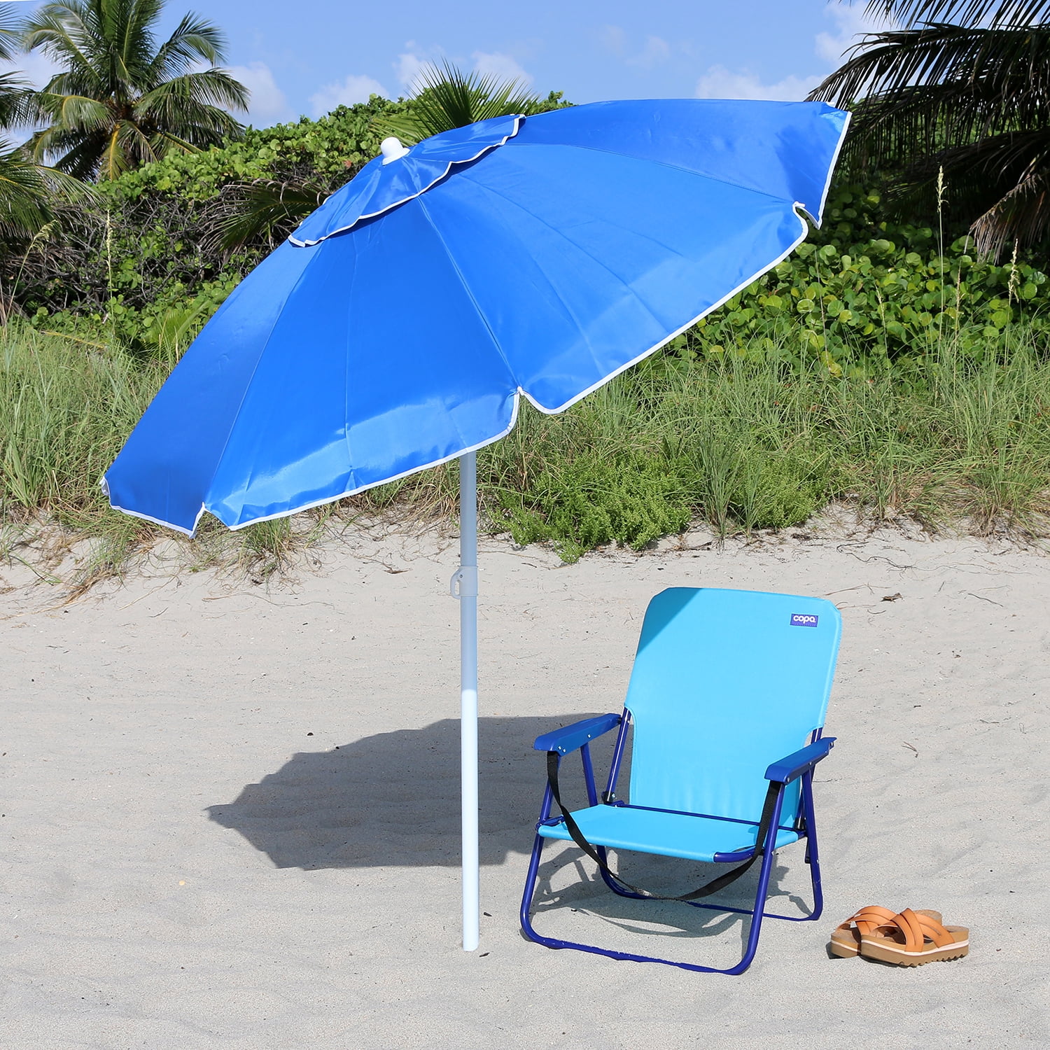 Seasonal Supply Co. 6' Blue Hexagon Beach Umbrella