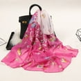 thumbnail image 2 of Prolriy Scarf for Women 160*50Cm Women Flower Print Long Soft Wrap Scarf Simulation Silk Shawl Scarves Shawl Scarf Hot Pink, 2 of 2
