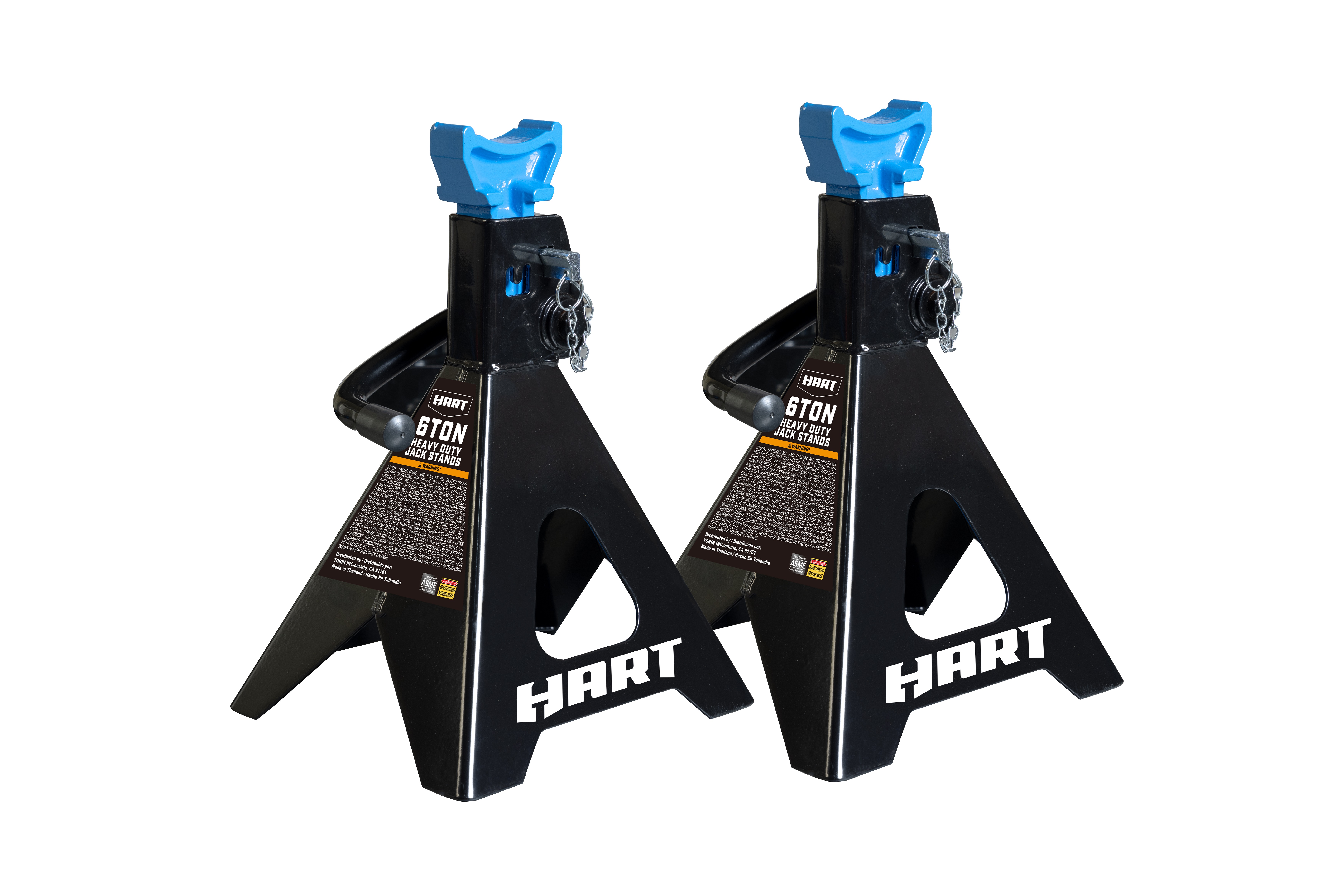 HART T46002C DOUBLE LOCKING STEEL JACK STANDS, BLACK, 1 PAIR
