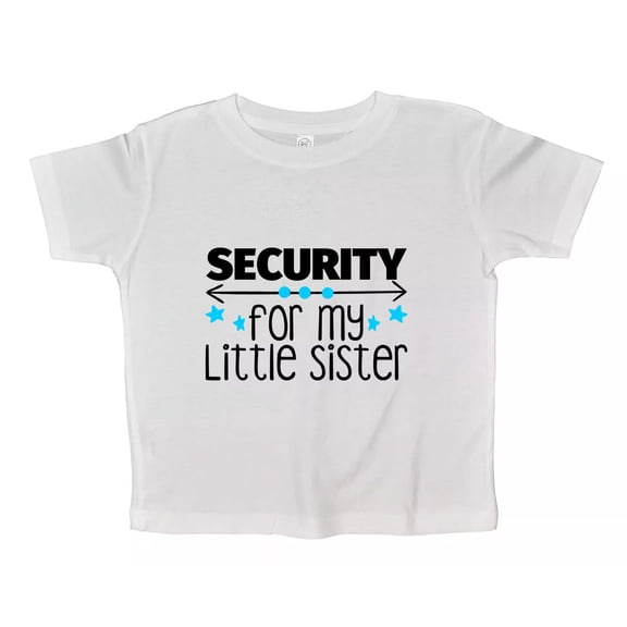 Bella Canvas Boys Funny Toddler Tshirt Security For my Little Sister - Humor Family Brother Boys & Girls Shirt, Gift for Baby or Kids
