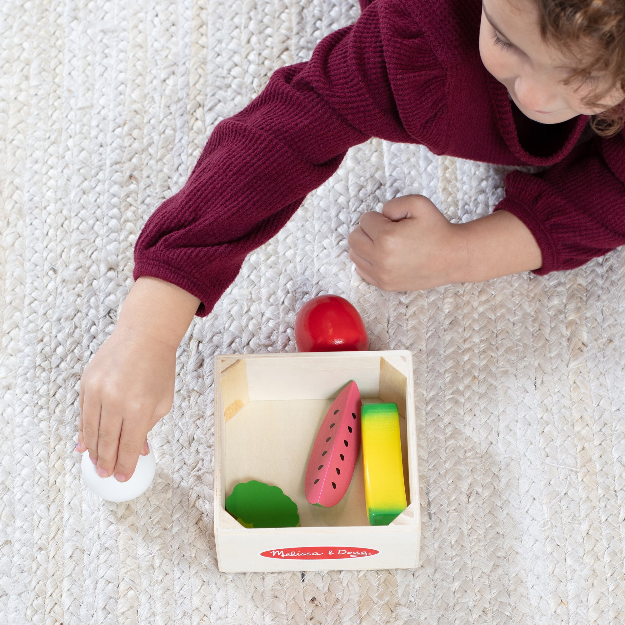 Melissa & Doug Food Groups Wooden Play Food Set with Crate – Produce - FSC Certified