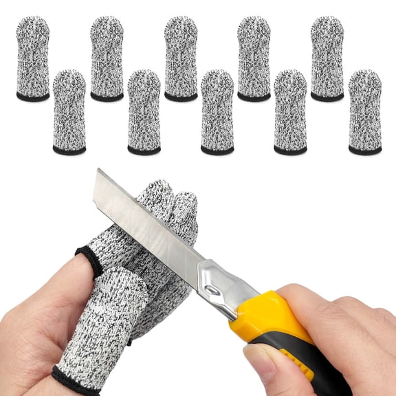 Ljudmp Breathable Cut Resistant Finger Cots Protection Reusable Durable Non Slip Finger Thumb Protector Gloves for Work Kitchen Garden Grey 10pcs