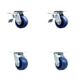 thumbnail image 2 of 4 Inch Solid Polyurethane Caster Set with Roller Bearings 2 Brake 2 Swivel Lock, 2 of 2
