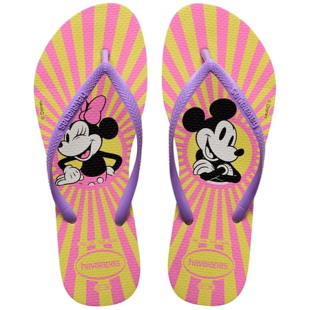 Havaianas Kids Girls Slim Disney Minnie and Mickey Mouse Flip Flop Sandals, Yellow, Size 13/1 Youth