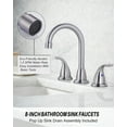thumbnail image 2 of Wowow 3 Hole Widespread Bathroom Sink Faucet in Brushed Nickel,Fit for 6 inch and 8 inch Sink with Pop UP Drain, 2 of 7