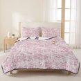 thumbnail image 3 of Quilts Full Size Bedding Set, Spring Pink Cobweb Lightweight Quilted Comforter, Abstract Boho Farmhouse Lines Soft Reversible Bedspread Coverlet with Pillow Covers for All Season, 78" x 90", 3 of 9