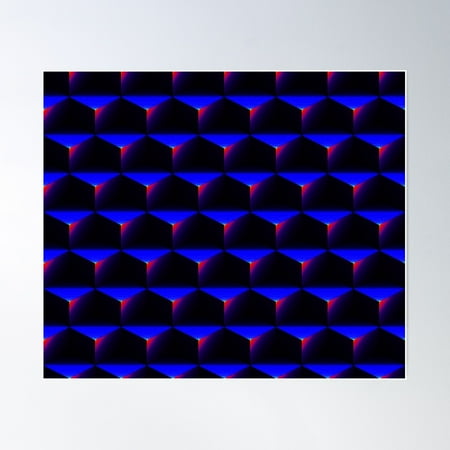 Color Combination Pattern, Blue Cubes Poster Wall Art, Modern Wall Decor For Living Room Bedroom, 16x24 UNFRAMED
