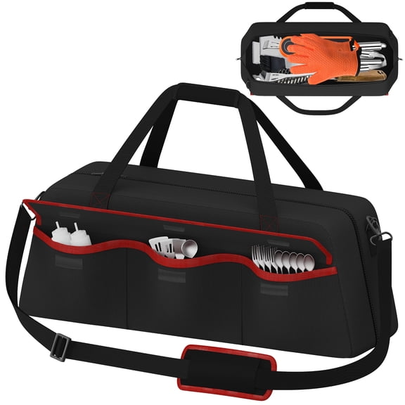 Grill Tool Storage Bag,Grill Utensil Storage Bag for Barbecue Tool up to 22",BBQ Utensil Storage Caddy with Pockets, Bag Only