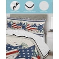 thumbnail image 4 of Quilts King Size, 4th of July Soft Comforter Bedding Set for Bed, Independence Day Eucalyptus Leaves Blue Red Star Lightweight Quilted Bedspread with Pillow Cover(2 Pieces), 96x106 Inch, 4 of 6