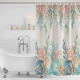 thumbnail image 3 of Summer Ocean Shower Curtain, Waterproof Shower Curtains for Bathroom, Watercolor Coastal Coral Shell Seaweed Beige Washable Fabric Bathtub Curtain Set Bath Decor with 12 Hooks 72"x78", 3 of 8