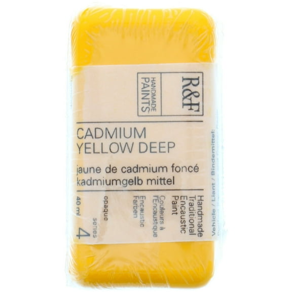 R&F Handmade Paints Encaustic Paint Cake, 40ml, Cadmium Yellow Deep