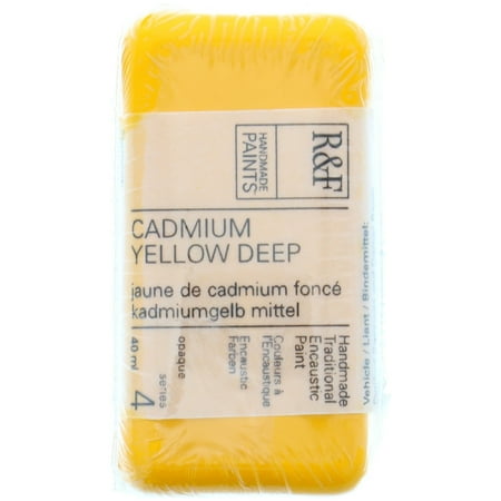 UPC: 0836943000438 | R&F Handmade Paints Encaustic Paint Cake  40ml  Cadmium Yellow Deep