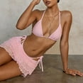 thumbnail image 5 of Aimik Women's Lace Skirt Bikini Sets 3 Piece Bathing Suits Halter Tie Triangle Side Tie Cheeky Solid Color Swim Bikini Swimwear, 5 of 6