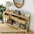 thumbnail image 2 of Furnihold 51.2"W Rattan Console Table with Charging Station & 3 Drawers, Wood Boho Entry Table for Living Room, Natural, 2 of 7
