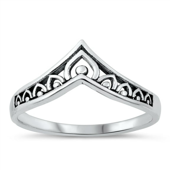 Chevron V Shape Filigree Ring .925 Sterling Silver Band Jewelry Female Male Unisex Size 7