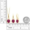 thumbnail image 3 of Gem Stone King 15.00 Ct Red Created Ruby 18K Yellow Gold Plated Silver Pendant and Earrings Jewelry Set With Chain, 3 of 3