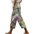 thumbnail image 2 of CLOISE Womens Capri Pants with Pockets Stretch Wide Leg Pants Elastic High Waisted Palazzo Pants Petite Summer Casual Fashion Printed Loose Lightweight Cropped Flowy Trousers Multicolor XL, 2 of 5